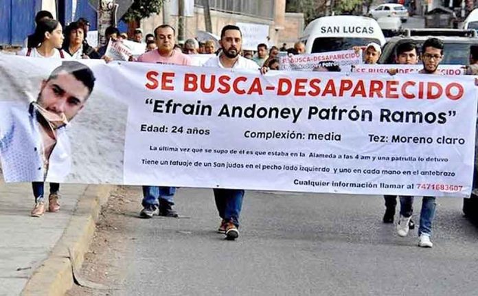 Families march in protest against disappearances in Chilpancingo.