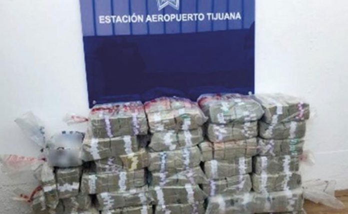 The US $10 million seized in Tijuana.