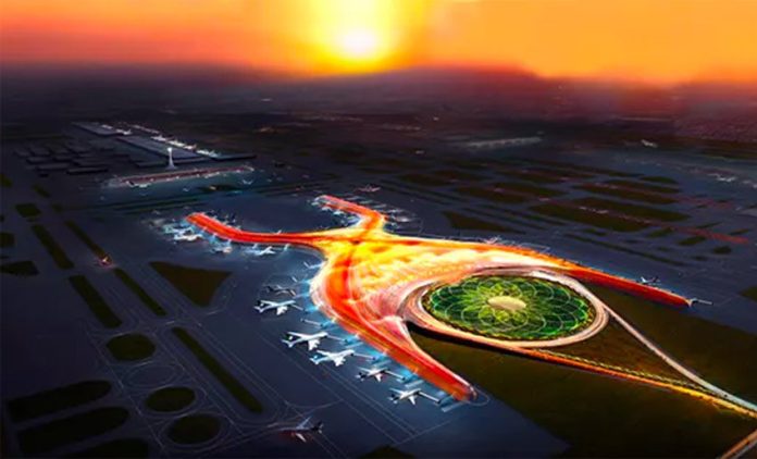 A computer rendering of Mexico City’s new Norman Foster-designed airport.