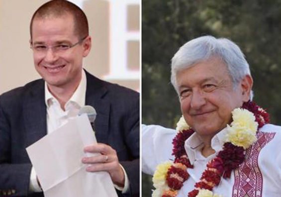 Smiling candidates Anaya, left, and AMLO. The latter has more reason to be smiling at present.