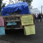 A blockade in Michoacán, where ballots were burned yesterday.