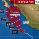 Hurricane Bud's forecast track.