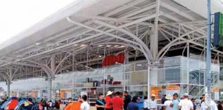 Teachers had set up camp at the ADO bus terminal in Oaxaca city.