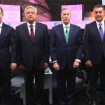 Candidates Anaya, López Obrador, Meade and Rodríguez at last night's debate.