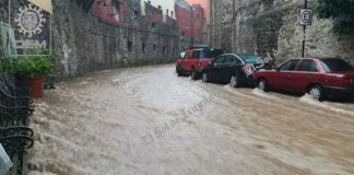 A flooded street yesterday in Guanajuato.