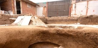 A skeleton found inside one of the graves.
