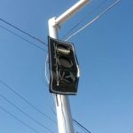 A traffic light in Torreón, Coahuila, melts in the heat.