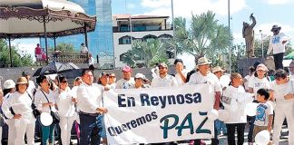 A peace march yesterday in violence-torn Reynosa.