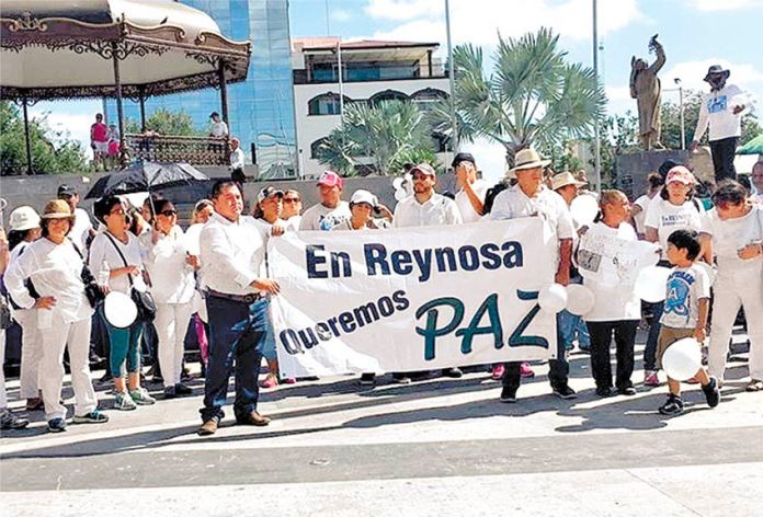 A peace march yesterday in violence-torn Reynosa.