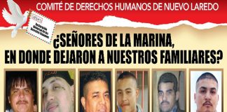 Human rights committee poster asks the navy, 'Where did you leave our family members?'