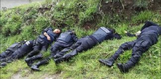 The six officers who were slain yesterday in Puebla.