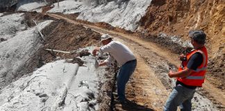 Environmental inspectors at the site of the Chihuahua mine spill.