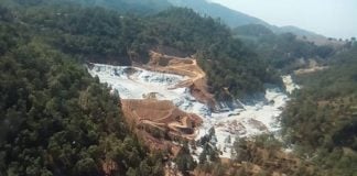 The course followed by the contents of the tailings dam after it burst on Monday.