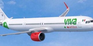 An illustration of Viva's new Airbus A321neo.