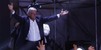 AMLO last night in the zócalo, with an adoring crowd.