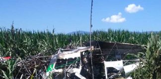 Scene of the wreckage after yesterday's collision.