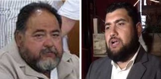 Father, left, and son: the search will continue.