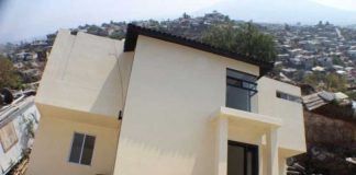 One of the houses that has collapsed in Tijuana.
