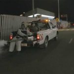 Spraying against mosquitoes at the Guadalajara airport.