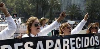 Families protest against disappearances.