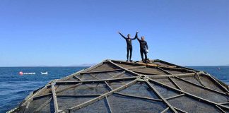 A submersible aquapod in which the totoaba are raised.