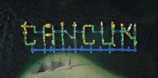 Aerial view of the new water park in Cancún.