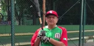 AMLO up to bat: president-elect López Obrador slips away for some baseball.
