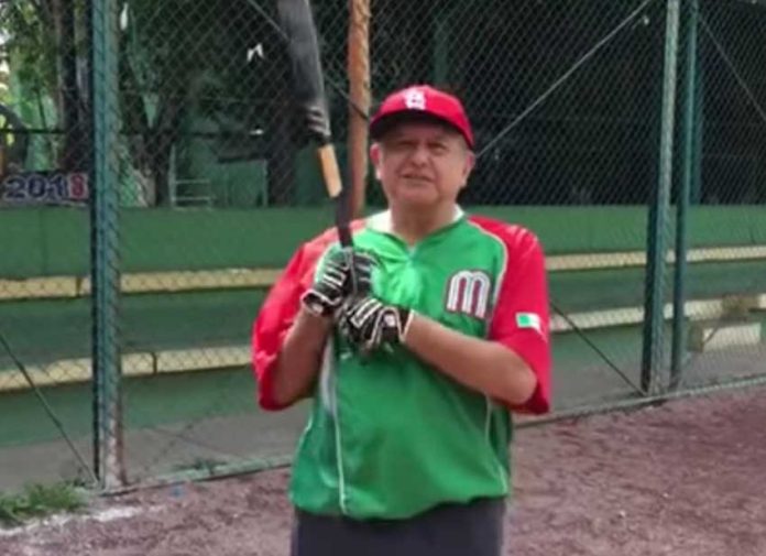 AMLO up to bat: president-elect López Obrador slips away for some baseball.
