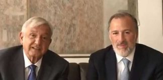 AMLO, left, and Meade: former rivals meet over breakfast.