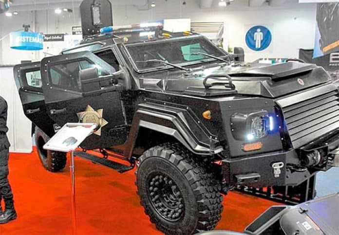 An armored vehicle, made in Mexico.
