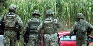 Marines in Amozoc on Sunday.