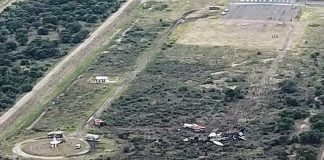 Aerial view of the crash site.