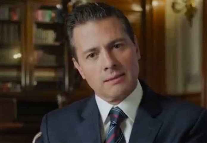 Peña Nieto gives his videotaped message.