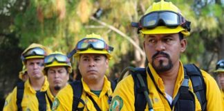Some of the Mexican firefighters who have been sent to Canada.