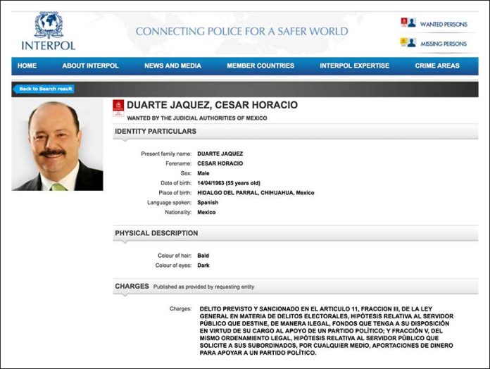The Interpol Red Notice for César Duarte.