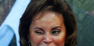 A classic shot of the former teachers' union boss, La Maestra.