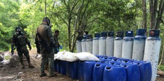 Marines at a narco-lab in Sinaloa.