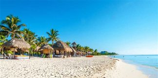 A beach in Playa del Carmen, Quintana Roo: airlines report lower demand for beach destinations.