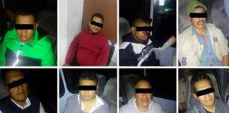 The eight people arrested after Monday's lynching.