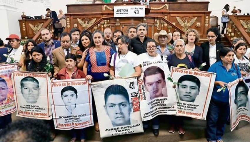 Family members and supporters of the missing 43.