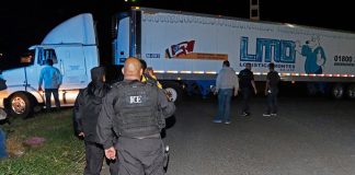 One of two trailers used to store bodies.