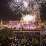 Saturday's 'grito' of independence in Morelia, Michoacán.