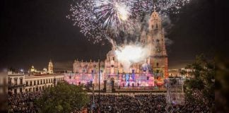 Saturday's 'grito' of independence in Morelia, Michoacán.