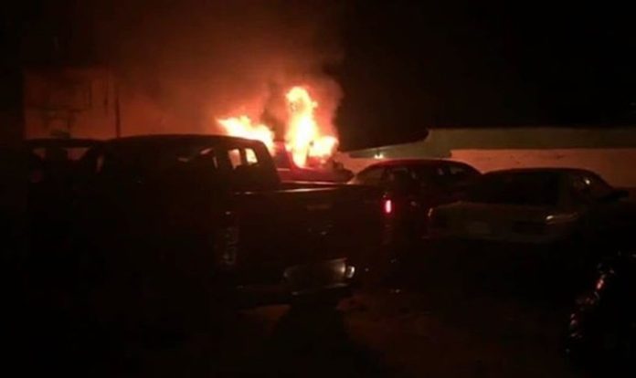 Teachers' cars burn after lynching attempt.