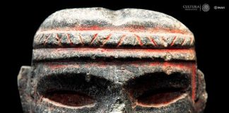 A Mayan green stone figure found by archaeologists.