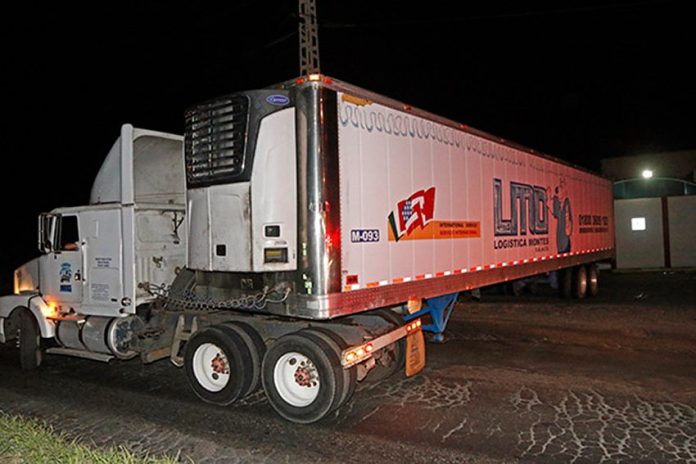 Morgue on the move: trailer carrying bodies was shuffled around a few times on the weekend.