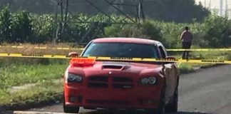 The vehicle in which a Pemex engineer was assassinated on Thursday.
