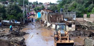 Destruction in Peribán after Sunday's deluge.