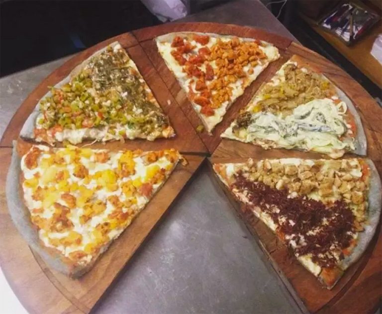 Only in Mexico: blue-corn pizza with traditional Mexican toppings.