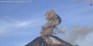 Volcanic activity at El Popo.